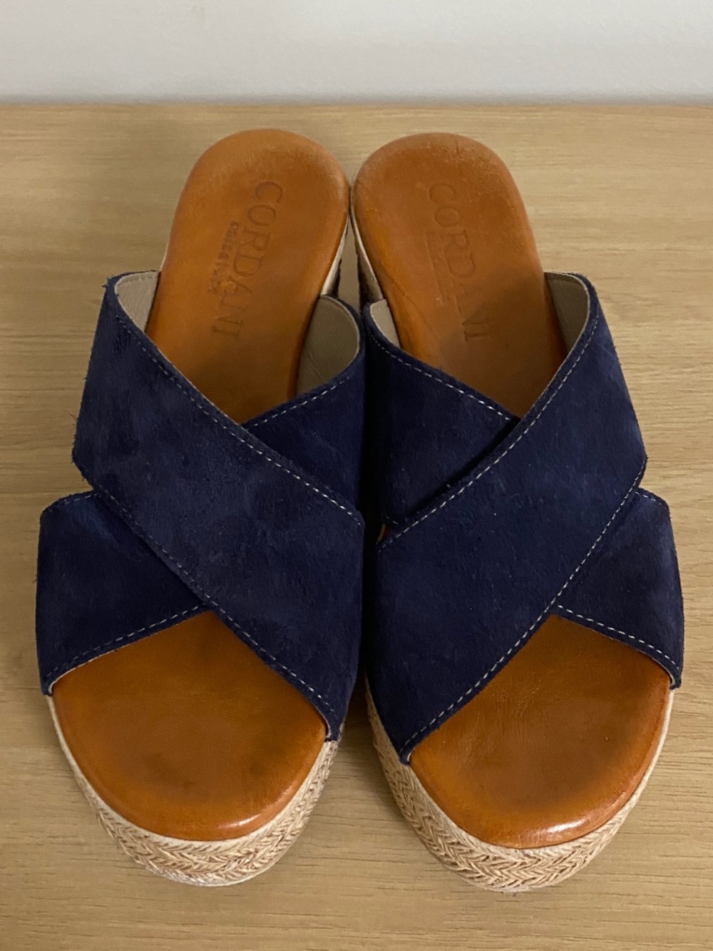 Cordani Navy Bella Platform Slides, 6.5